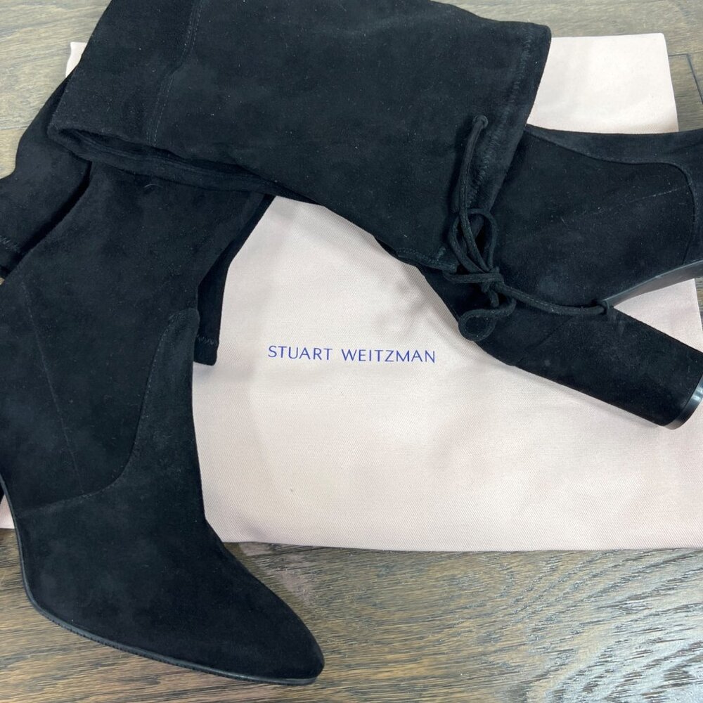 STUART WEITZMAN Yulianaland Over the Knee Suede Boots Black Sz 10 NWOT - Picture 2 of 10